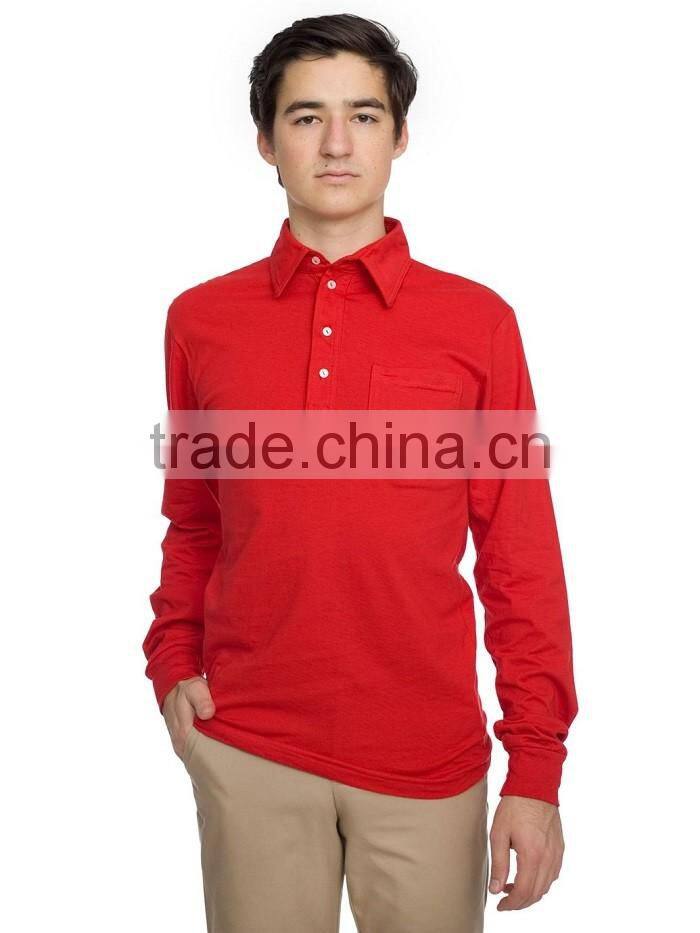 100% Cotton Jersey Long Sleeve Leisure pocket Shirt polo t-shirt