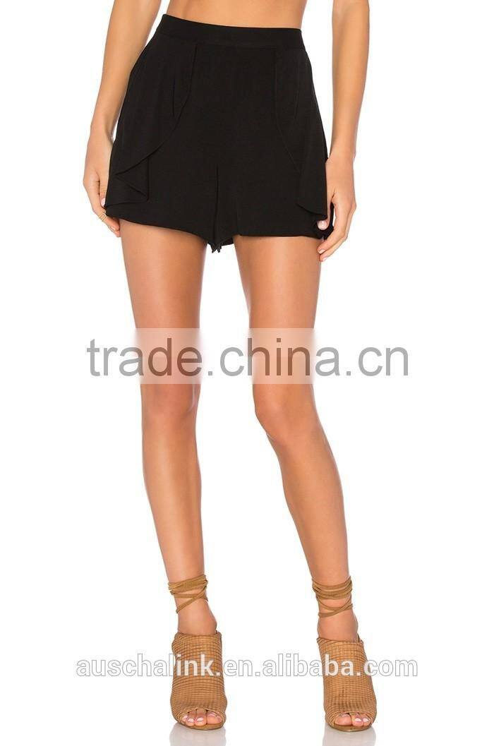 factory price fashion design wholesale girls black ruffle shorts