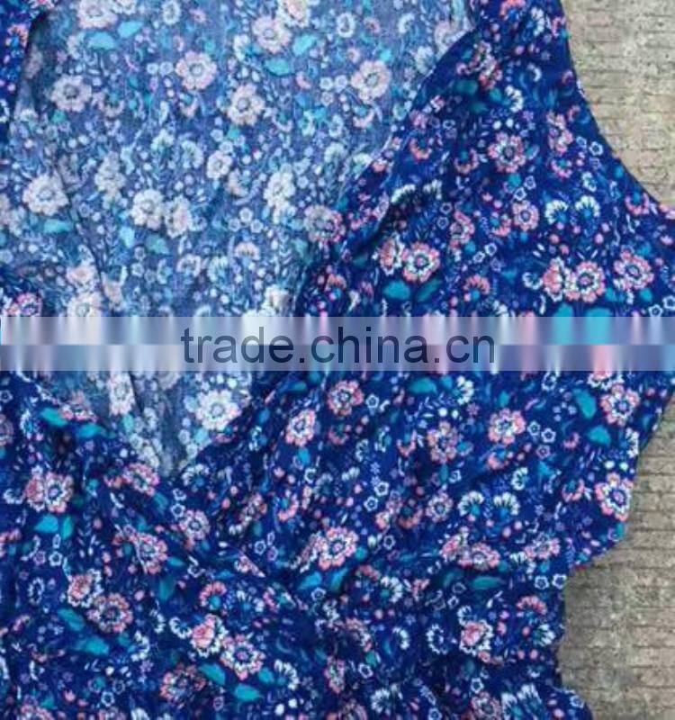 women excess stock lots full print 100%rayon cheap jumpsuit