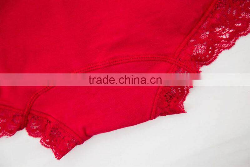 Best Quality Red 95% Cotton 5% Spandex with Lace Custom Sexy Fancy Woman Underwear