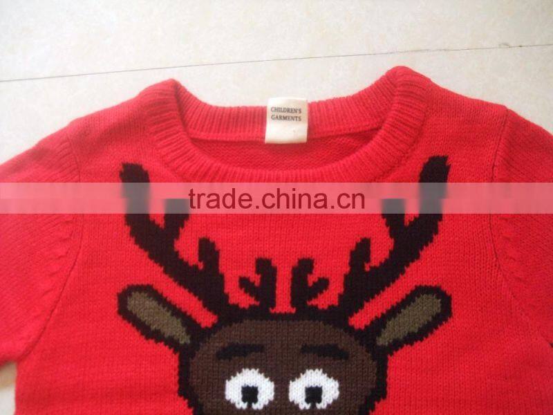 High Quality New Design Pullover Reindeer Christmas kids Knitwear 2017 (BKN5315)