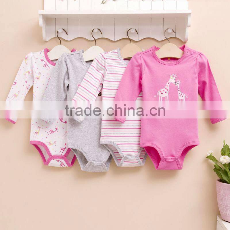 2013 Autumn baby clothes 100% cotton long bodysuit 4in1 gift box girl