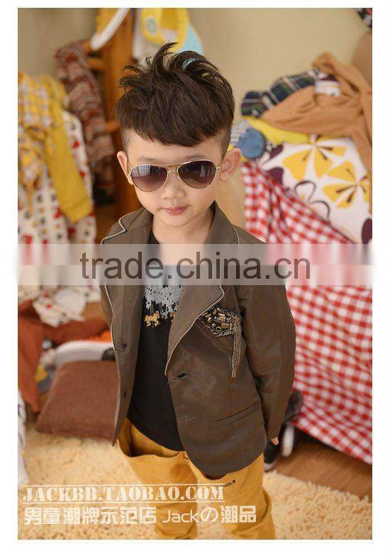 2015 cheap price autumn boys coat child leather clothing,korea style coat