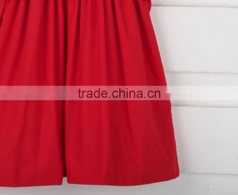 New style smocked O Neck Dress 2017 hot sale casual short sleeve button back baby dress for boutique kids clothing