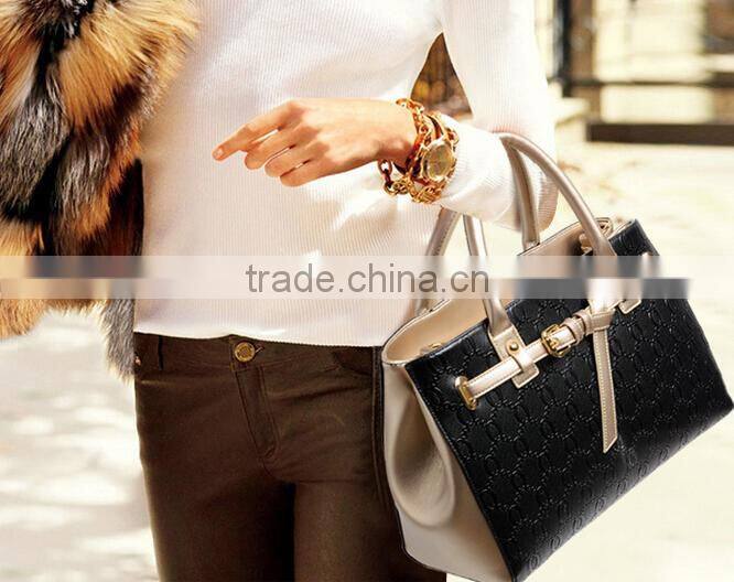 new coming black white contrasted color hard leather ladies bags