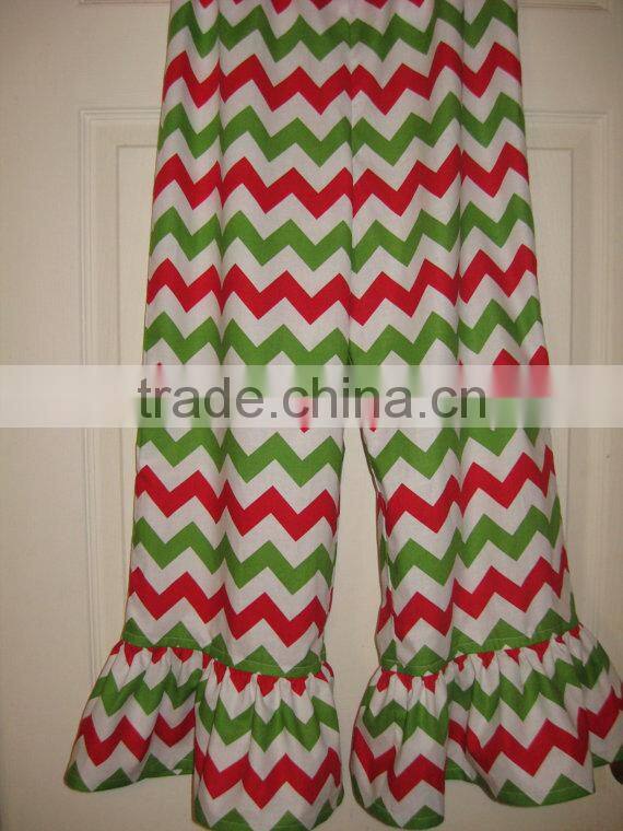 High Quality Wholesale Kids Casual Pants Lovely Chevron Ruffle Leggings Cotton Baby Girls Cotton Trousers