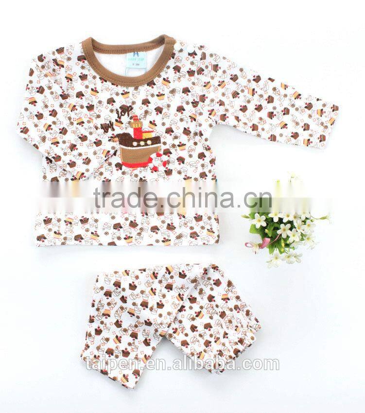 Hot Sale Kids Winter 3 Pcs Set 100% Cotton Long Sleeve Top & Pants Knitted Clothing Set With Hanger Package FSH1-36