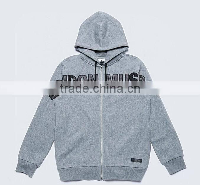 2016 wholesale high quality grey gym heavy hoodies sweatshirt distressed hoodie