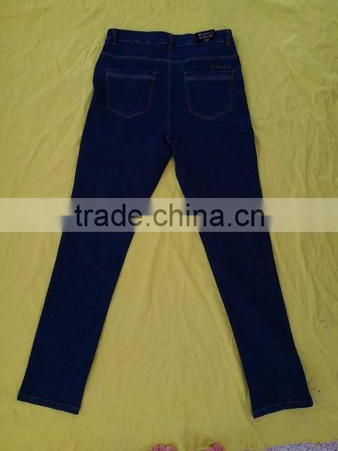 ladies slim leg jean with metallic stitch