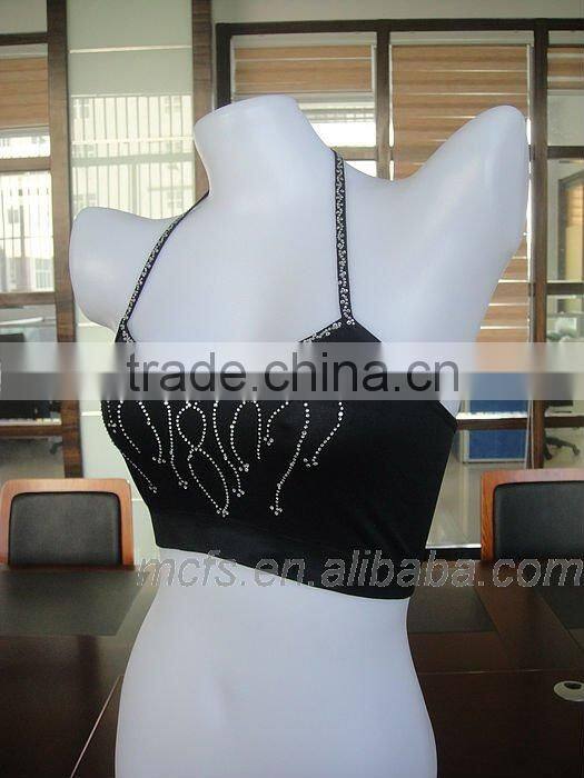 Black straps halter ladies bra lingerie sexy seamless women's nylon tube bra
