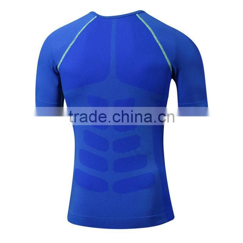 Men's Muscle Layer Sportwear Gym Training Short Sleeve Dry Fit Tshirt Running Shirt Sports Athletic Gym Wear Marathon T-Shirts