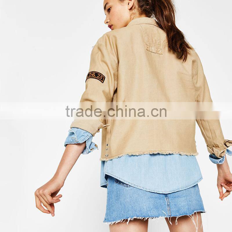 Buy jackets online ladies light short cotton overshirt military jacket