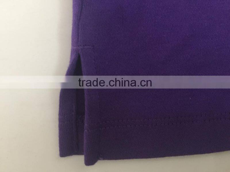 100% cotton girls school uniform purple short sleeve polo shirt