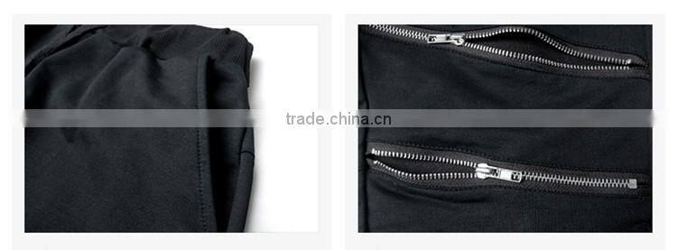 wholesale 100% cotton men jogger sweatpants blank/custom plain jogger pants/mens jogger pants with zipper details p-24