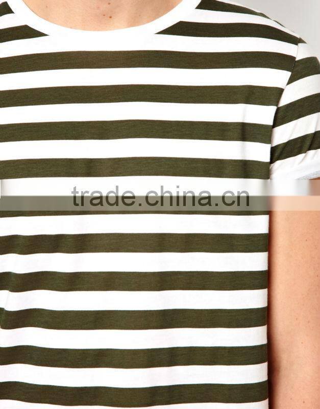100% Cotton Stripe Men's Tee Shirt