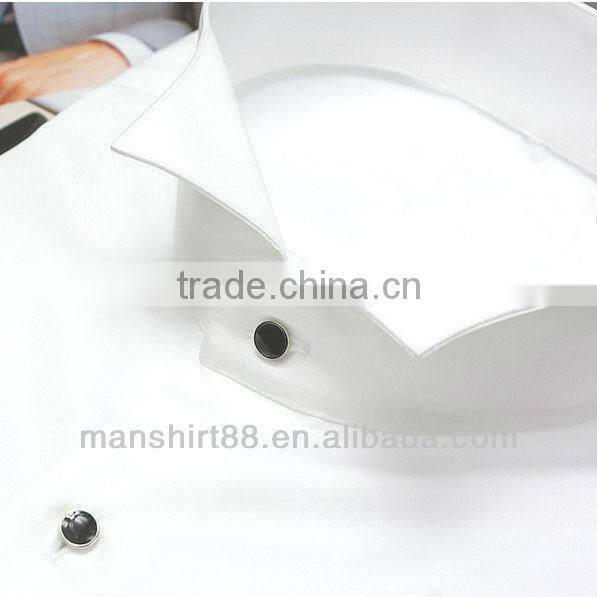 2017 Elegant design wing collar French cuff white tuxedo dress shirt
