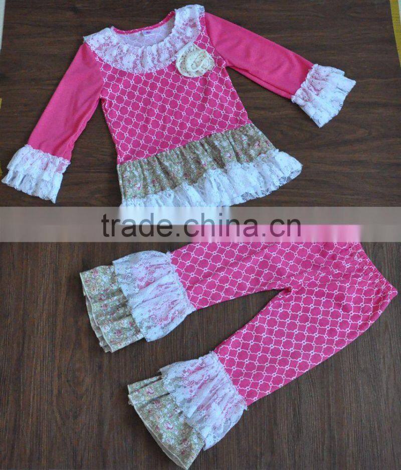 2016 fashion wholesale clothes baby girls lace trimmings boutique outfits sleeveless bow cotton romper sets
