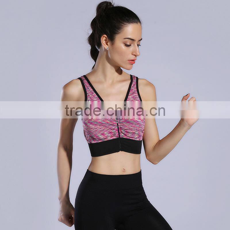 Women's Zip Front Wireless High Impact Active Yoga Sports Bras
