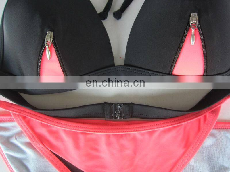 Sexy Fluo Pink and Black two pieces swimwear /Bikini