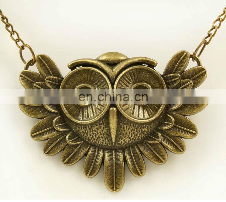 bronze plated Cute owl pendant necklace solid coruja