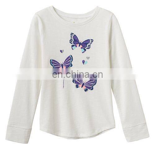 Jumping Beans Kids Clothing, Girls 4- 8 Long Sleeve Slubbed Shirttail Graphic Kids Cartoon T- shirt