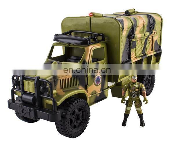 Military Fighter Truck Toy with Various Shooting Sounds and Light, Mini Army Soldier Included