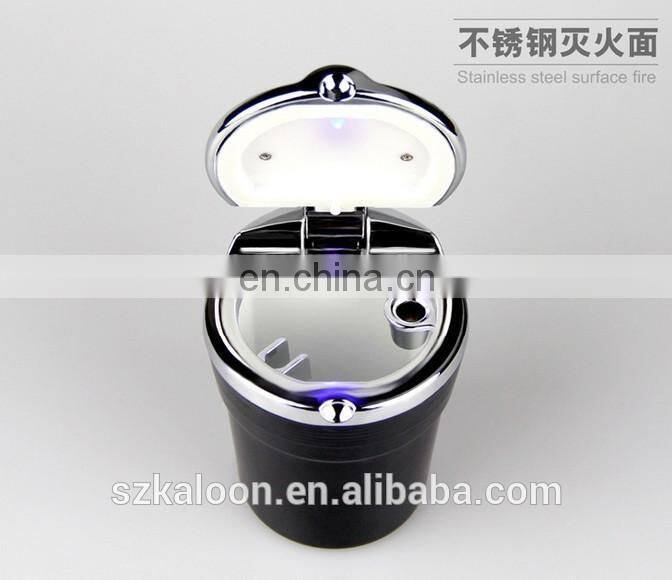 portable universal black/ white auto led lighted car ashtray