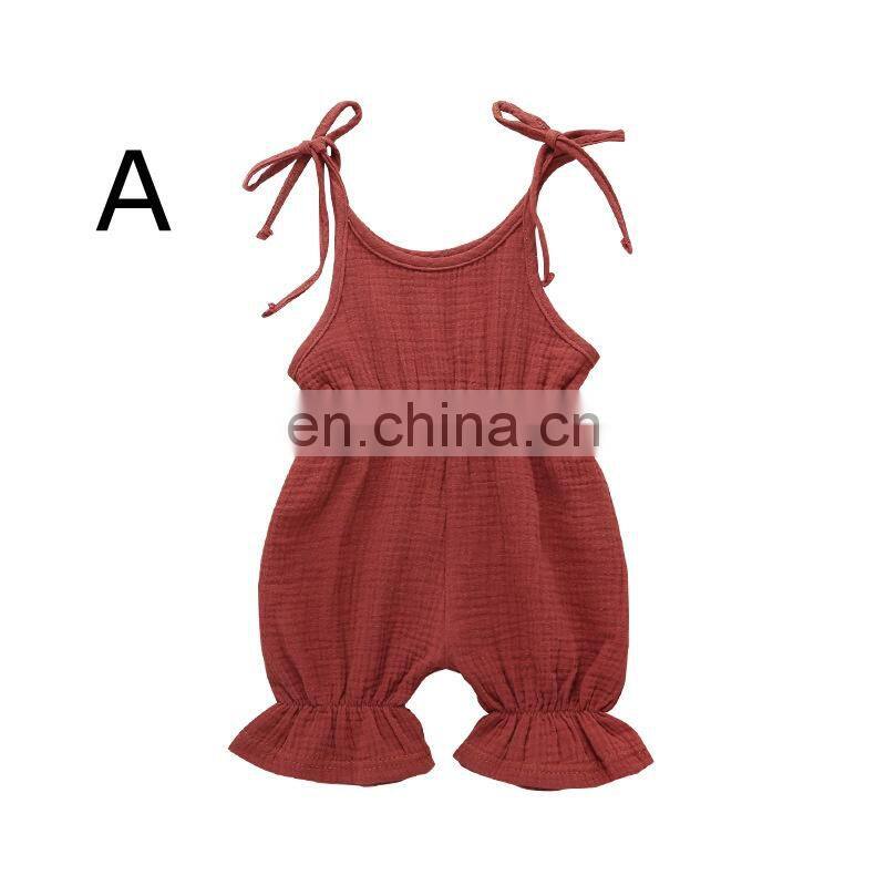 2019 summer Linen baby bodysuit romper custom printed baby onesie
