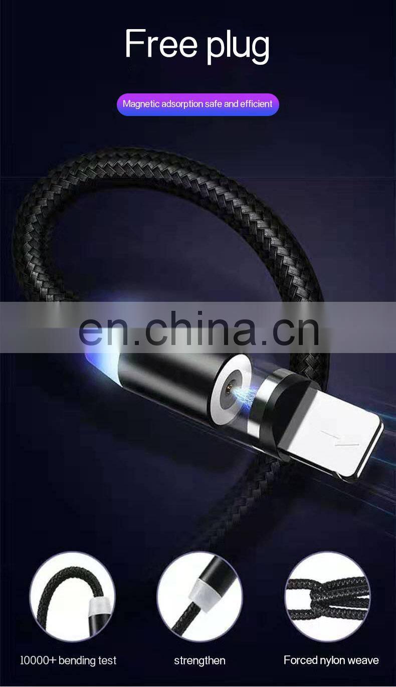 Flowing Light Led Magnetic Charging Cable Micro Usb Type C Magnet Usb Cable Streamer Phone Charger Cable For Iphone