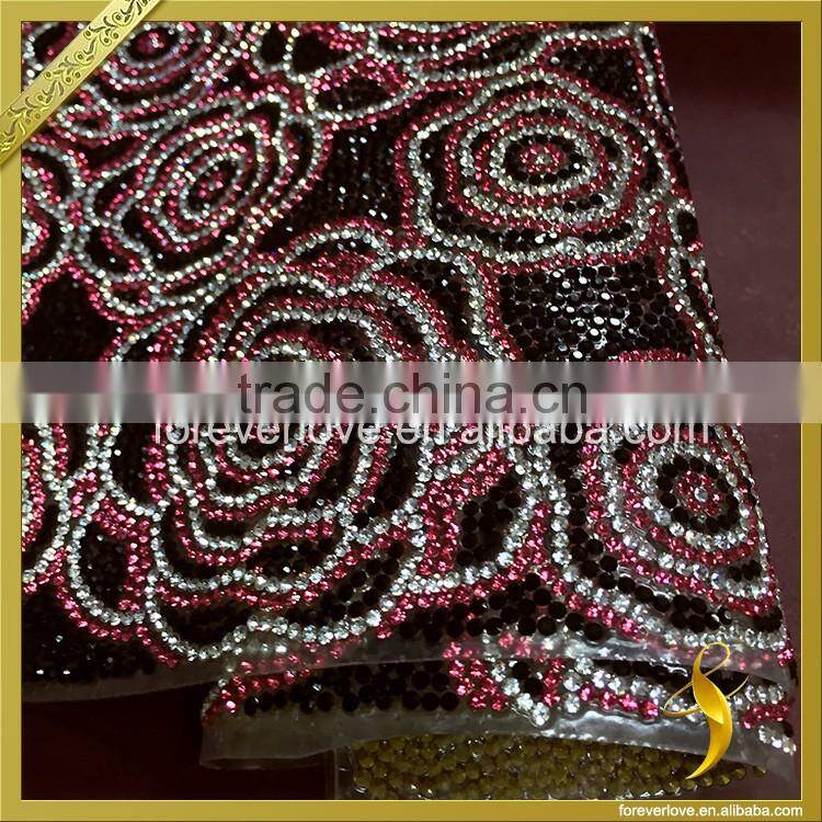 Wholesale rhinestone iron on patches hot fix rhinestone mesh for dress FRM-233