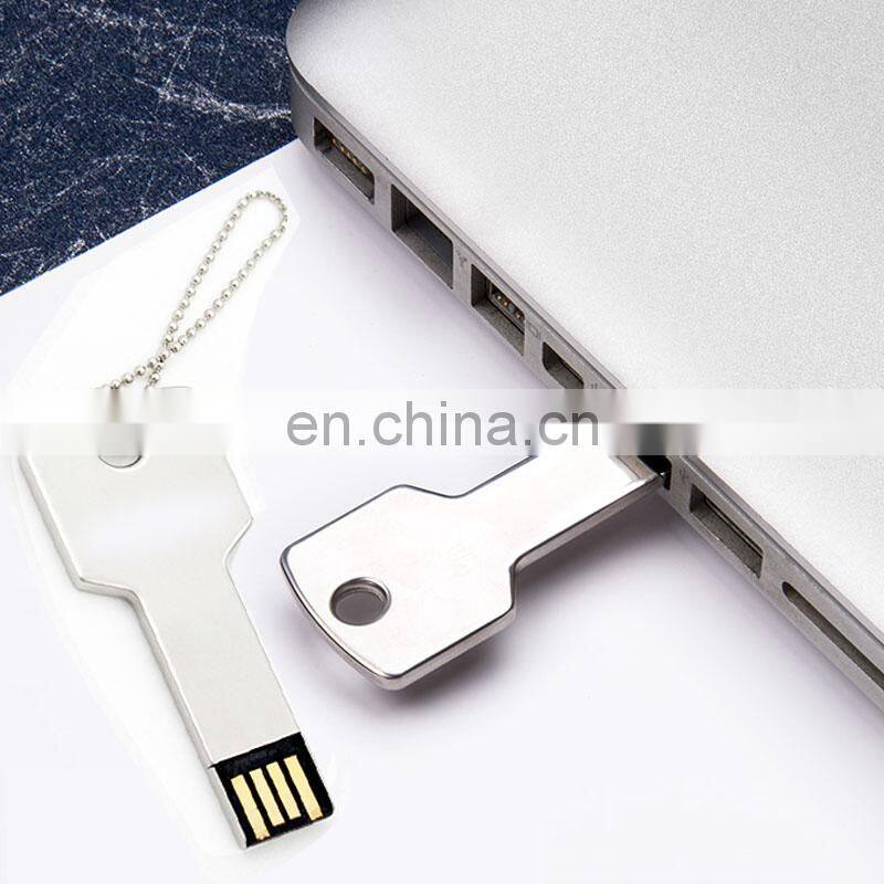 Hot Sale Metal Key Shape USB Flash Drive 64GB 32GB 16GB 8GB USB Pen Drive with Your Logo Customized