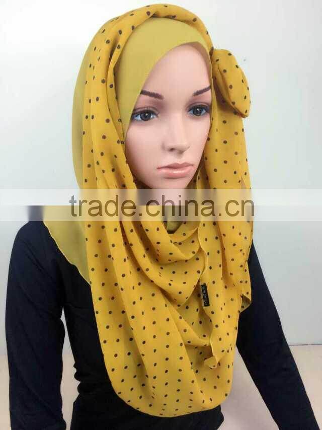 2015 Summer Two pieces chiffon bowknot muslim hijab