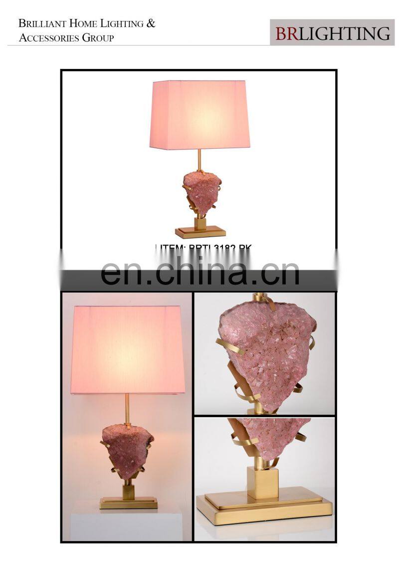 New Arrival Luxury Natural Rose Quartz Pink Crystal Stone Table Lamp For Bedroom
