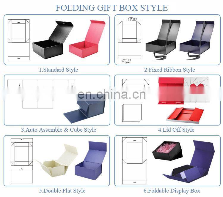 Eco friendly packaging luxury custom logo design magnetic lid open flat pack gift box