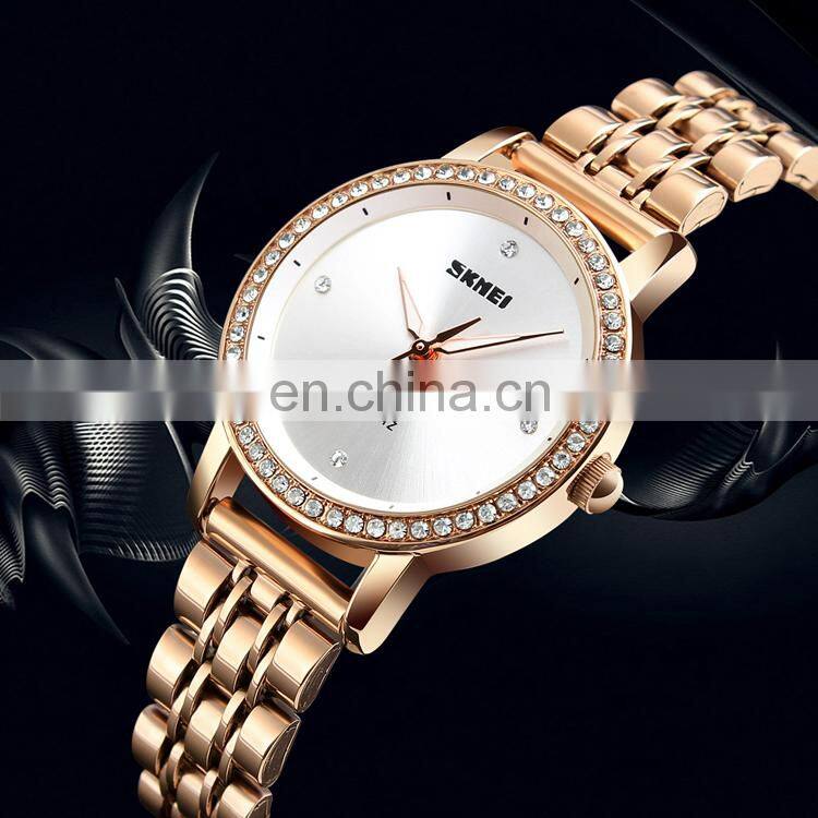 fashion SKMEI 1311 womens watch excellence quartz japan movt quartz watch diamond stainless steel luxury watch rose gold