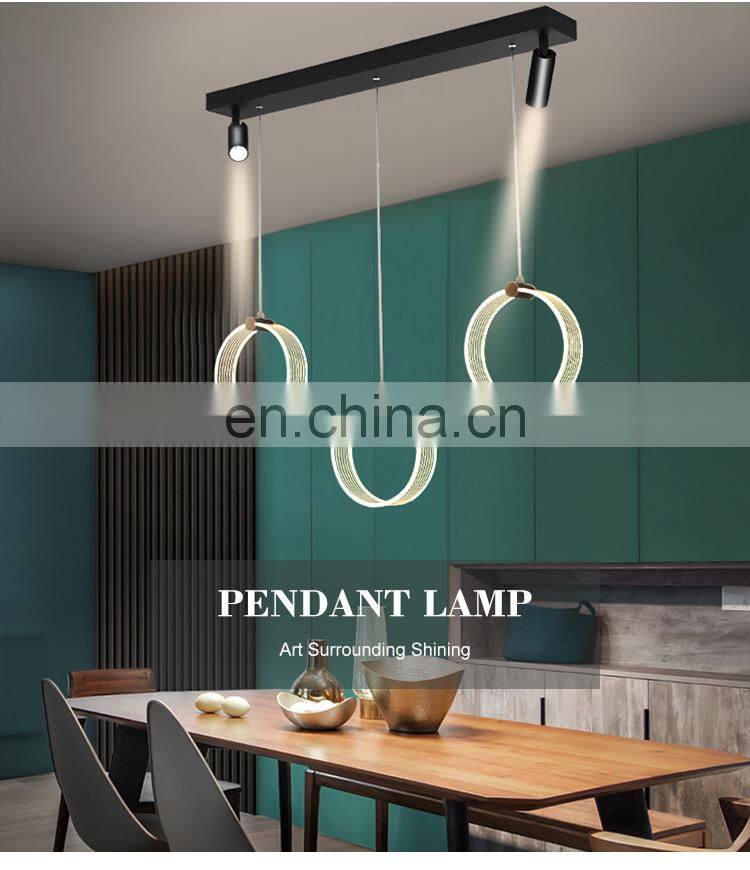New Listed Indoor Decoration Dining Room Bedroom Hanging Iron Acrylic Modern Chandelier