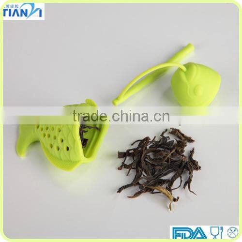 2015 New Design FDA/LFGB Fishing Shape Silicone Tea Bag