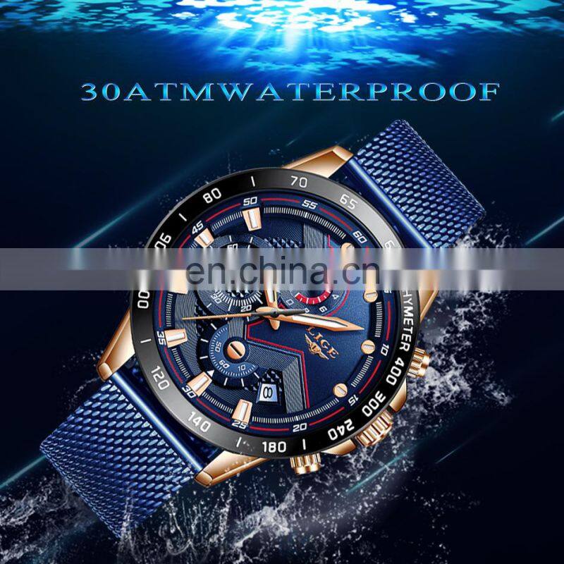 Lige 9929 Brand Mens Quartz Watches Water Resistant Stainless Steel Luxury Reloj Wristwatch Men