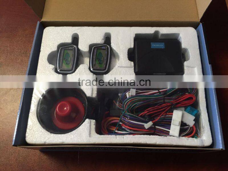 LCD two way car security with remote engine start function, up to 2000 meters