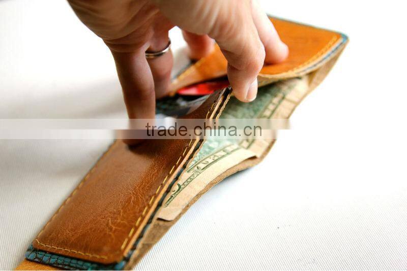 Promotional Leather money clip wallet/leather wallet with clip in new style 100% Handmade