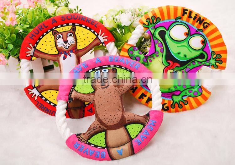 Wholesale Good quality durabale colorful canvas duck frog and squirrel animal printed dog frisbee