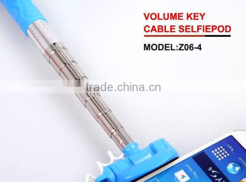 Poplar Foldable Z06-4 Volume Key Cable Monopod Wired monopods selfie stick Original Offer with several colors