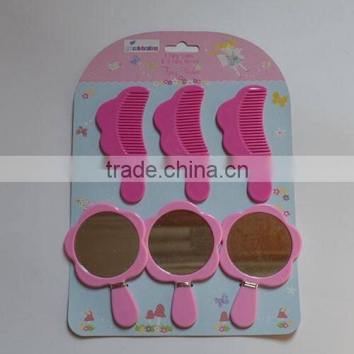 High quality wholesale cheap round folding hair brush with mirror set