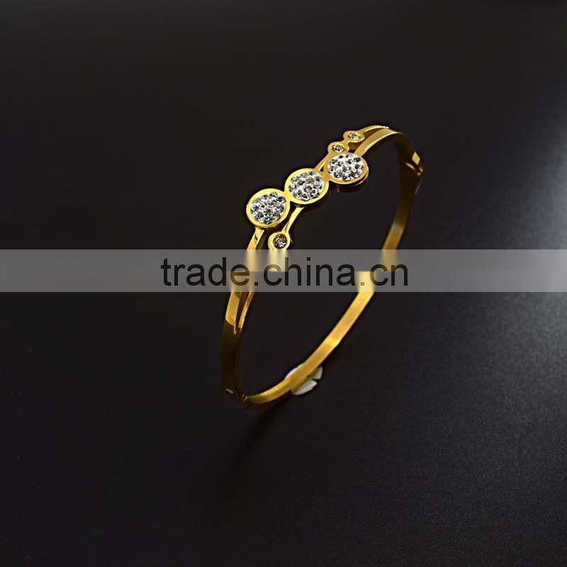 new fashion girls tops 316l stainless steel jewelry gold bangel bracelet