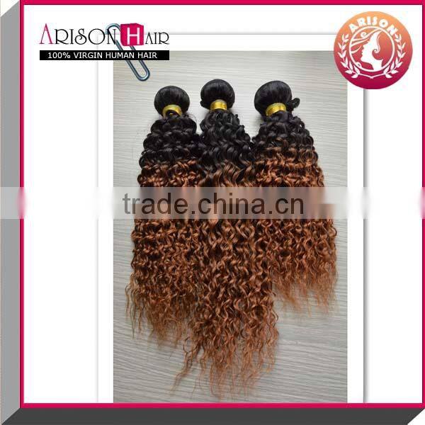 Hot sale fashion sexy 100% virgin brazilian 3 tone color ombre hair
