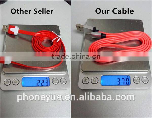 1m colorful aluminium alloy micro usb flat cable for samsung