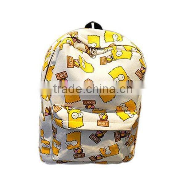 Cartoon School Shoulder Bag Simpson Printting Backpacks Canvas for Girls/Boys
