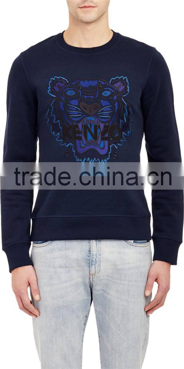 new style design tiger embroidery print pullover sweatshirt