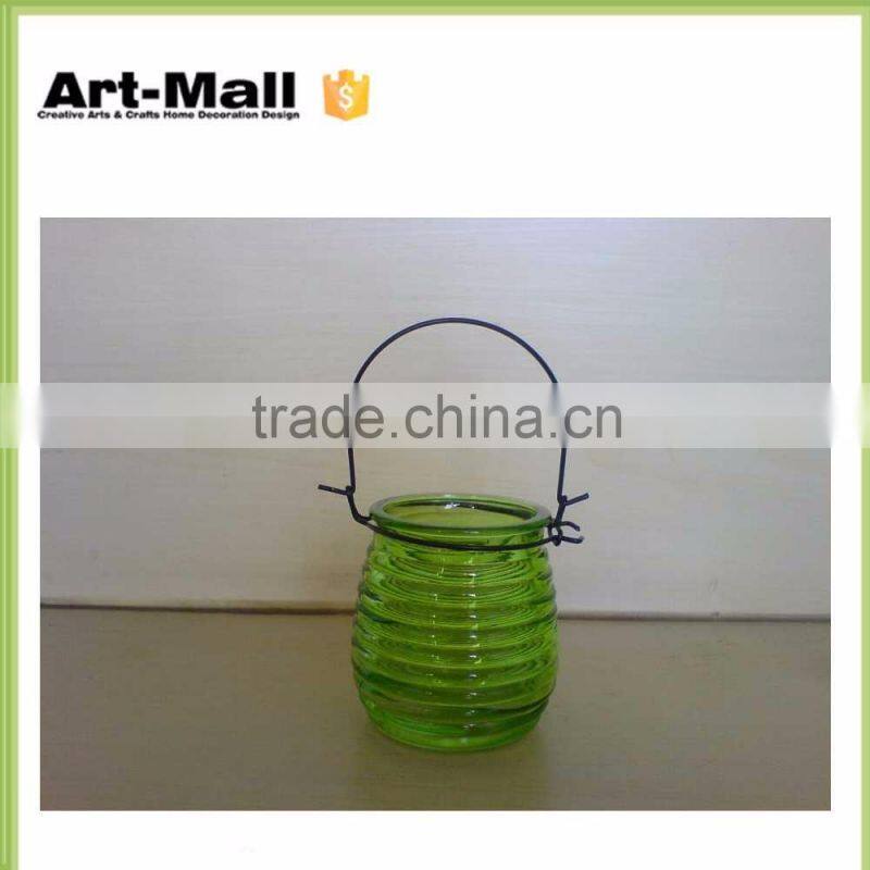 New Products Christmas colored hanging glass ball candle holder