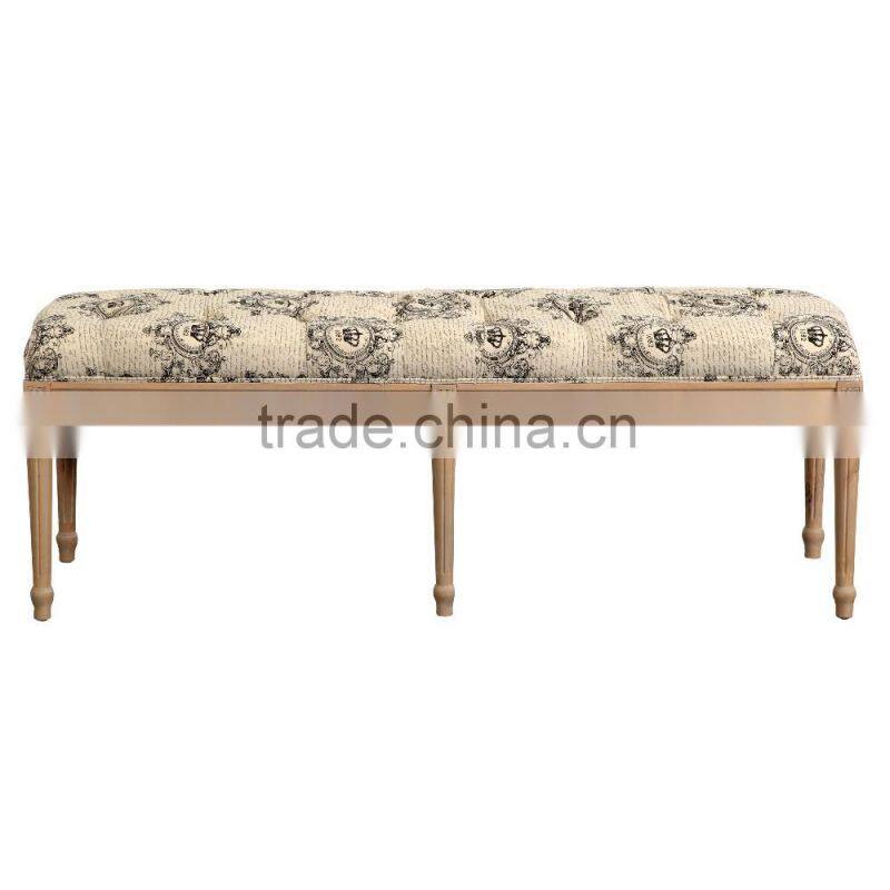 French European Style Fabric Stool Antique Bed End Ottoman